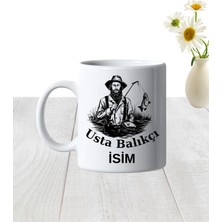 Elfi Kişiye Özel Usta Balıkçı Tasarımlı Isimli Beyaz Kupa Bardak - Hediyelik  Kupa