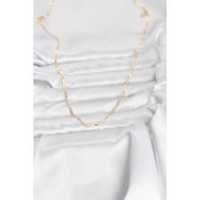 cm 14K Gold Renk Yassı Zincir Model 60 cm Kadın Kolye TJ-BKO10946