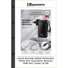Enerji Kaynağı Dijital Göstergeli Mobil Şarj Taşınabilir Batarya TRM-1017 Siyah 22,5W