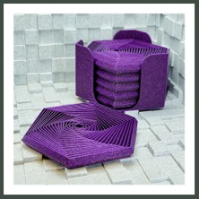 Bezos 3D Baskı Super Fidget Coaster Seti - Altıgen Desenli Bardak Altlığı ve Tutucu-Mor Nhr