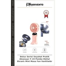 Delux Serisi Seyahat Pratik Aksesuar F-19 Pembe Dijital Ekranlı Mini Masa Fan Vantilatör