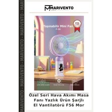 Özel Seri Hava Akımı Masa Fanı Yazlık Ürün Şarjlı El Vantilatörü F56 Mor