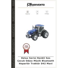 Delux Serisi Renkli Ses Çocuk Odası Müzik Bluetooth Hoparlör Traktör D42 Mavi