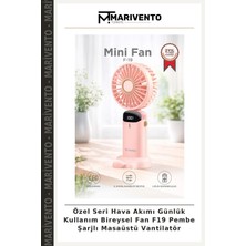 Özel Seri Hava Akımı Günlük Kullanım Bireysel Fan F19 Pembe Şarjlı Masaüstü Vantilatör