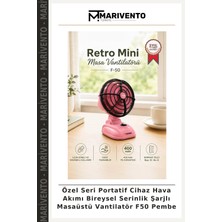 Özel Seri Portatif Cihaz Hava Akımı Bireysel Serinlik Şarjlı Masaüstü Vantilatör F50 Pembe