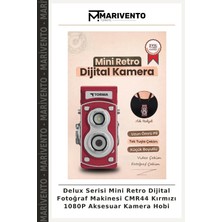 Delux Serisi Mini Retro Dijital Fotoğraf Makinesi CMR44 Kırmızı 1080P Aksesuar Kamera Hobi