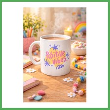 Astraltech Positive Vibes Porselen Kupa Model 138 – Renkli Tasarım Motivasyon Kupası – Pozitif Enerji Veren Kahve & Çay Kupası Bezoss