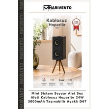 Mini Sistem Seyyar Alet Ses Aleti Kablosuz Hoparlör 24W 3000MAH Taşınabilir Ayaklı D67