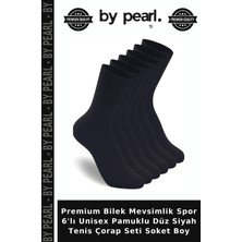 Premium Bilek Mevsimlik Spor 6'lı Unisex Pamuklu Düz Siyah Tenis Çorap Seti Soket Boy