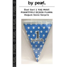 Özel Seri 1 Yaş Mavi Puantiyeli Üçgen Flama Doğum Günü Sürpriz