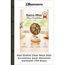Özel Üretim Cihaz Masa Üstü Serinletme Şarjlı Masaüstü Vantilatör F50 Beyaz