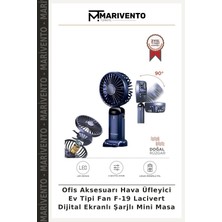 Ofis Aksesuarı Hava Üfleyici Ev Tipi Fan F-19 Lacivert Dijital Ekranlı Şarjlı Mini Masa