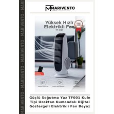 Güçlü Soğutma Yaz TF001 Kule Tipi Uzaktan Kumandalı Dijital Göstergeli Elektrikli Fan Beyaz