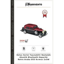Delux Serisi Taşınabilir Nostaljik Akustik Bluetooth Hoparlör Retro Araba D55 Kırmızı 2X5W