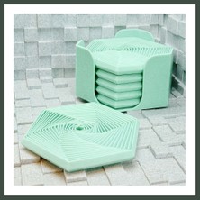 Bezos 3D Baskı Super Fidget Coaster Seti - Altıgen Desenli Bardak Altlığı ve Tutucu-Mint Nhr