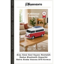 Araç Süsü Gezi Eşyası Nostaljik Radyo Bluetooth Hoparlör Retro Araba Vosvos D70 Kırmızı