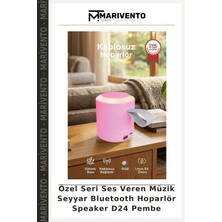 Özel Seri Ses Veren Müzik Seyyar Bluetooth Hoparlör Speaker D24 Pembe