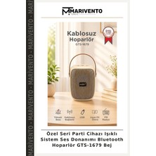 Özel Seri Parti Cihazı Işıklı Sistem Ses Donanımı Bluetooth Hoparlör GTS-1679 Bej