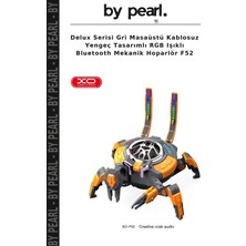 Delux Serisi Gri Masaüstü Kablosuz Yengeç Tasarımlı Rgb Işıklı Bluetooth Mekanik Hoparlör F52