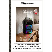 Özel Seri Mikrofonlu Set Karaoke Cihazı Ses Ürünü Bluetooth Hoparlör D25 Siyah