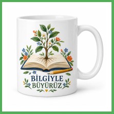 Astraltech Bilgiyle Büyürüz Kitap ve Filiz Tasarımlı Porselen Kupa - Öğretmene Hediye - Model 262 Bezoss
