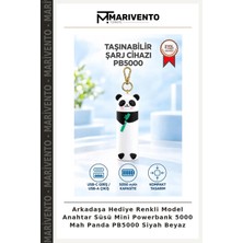 Arkadaşa Hediye Renkli Model Anahtar Süsü Mini Powerbank 5000 Mah Panda PB5000 Siyah Beyaz