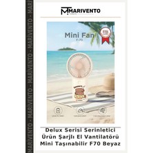 Delux Serisi Serinletici Ürün Şarjlı El Vantilatörü Mini Taşınabilir F70 Beyaz