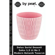 Delux Serisi Desenli Saksı 1,5 Lt No 2 Modern Botanik Tasarım
