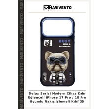 Delux Serisi Modern Cihaz Kabı Eğlenceli iPhone 17 Pro / 18 Pro Uyumlu Nakış Işlemeli Kılıf 3D