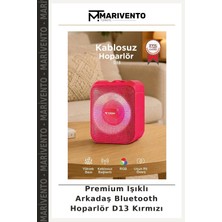 Premium Işıklı Arkadaş Bluetooth Hoparlör D13 Kırmızı