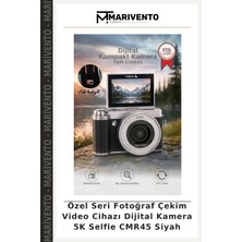 Özel Seri Fotoğraf Çekim Video Cihazı Dijital Kamera 5k Selfie CMR45 Siyah