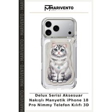 Delux Serisi Aksesuar Nakışlı Manyetik iPhone 18 Pro Nimmy Telefon Kılıfı 3D