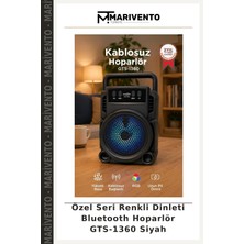 Özel Seri Renkli Dinleti Bluetooth Hoparlör GTS-1360 Siyah