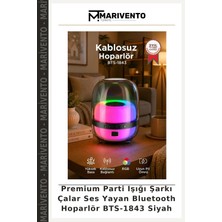 Premium Parti Işığı Şarkı Çalar Ses Yayan Bluetooth Hoparlör BTS-1843 Siyah