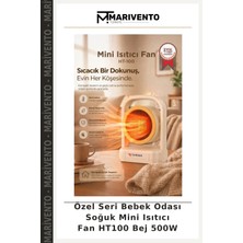 Özel Seri Bebek Odası Soğuk Mini Isıtıcı Fan HT100 Bej 500W