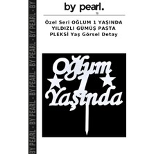 Özel Seri Oğlum 1 Yaşında Yıldızlı Gümüş Pasta Pleksi Yaş Görsel Detay