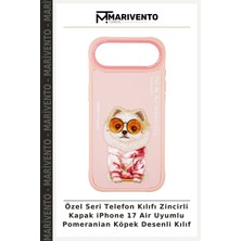 Özel Seri Telefon Kılıfı Zincirli Kapak iPhone 17 Air Uyumlu Pomeranian Köpek Desenli Kılıf