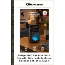 Radyo Aleti Ses Bluetooth Hoparlör Rgb Işıklı Kablosuz Speaker GTS-1961 Siyah