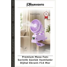 Premium Masa Fanı Serinlik Günlük Vantilatör Dijital Ekranlı F14 Mor