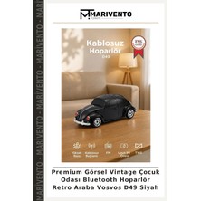 Premium Görsel Vintage Çocuk Odası Bluetooth Hoparlör Retro Araba Vosvos D49 Siyah