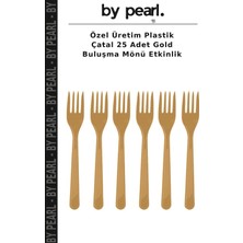 Özel Üretim Plastik Çatal 25 Adet Gold Buluşma Mönü Etkinlik