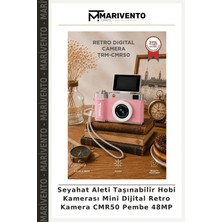 Seyahat Aleti Taşınabilir Hobi Kamerası Mini Dijital Retro Kamera CMR50 Pembe 48MP