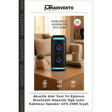 Akustik Alet Yeni Yıl Eğlence Bluetooth Hoparlör Rgb Işıklı Kablosuz Speaker GTS-2088 Siyah