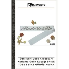 Özel Seri Gece Aksesuarı Kutlama Gelin Kuşağı Brıde Tobe Beyaz Gümüş Kuşak