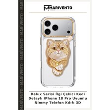 Delux Serisi Ilgi Çekici Kedi Detaylı iPhone 18 Pro Uyumlu Nimmy Telefon Kılıfı 3D