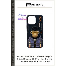 Akıllı Telefon Stil Sahibi Doğum Günü iPhone 15 Pro Max Gorilla Desenli Silikon Kılıf 2.0 3D