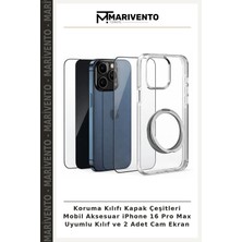 Koruma Kılıfı Kapak Çeşitleri Mobil Aksesuar iPhone 16 Pro Max Uyumlu Kılıf ve 2 Adet Cam Ekran
