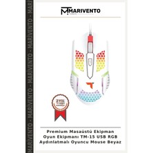 Premium Masaüstü Ekipman Oyun Ekipmanı Tm-15 USB Rgb Aydınlatmalı Oyuncu Mouse Beyaz