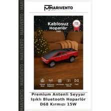 Premium Antenli Seyyar Işıklı Bluetooth Hoparlör D68 Kırmızı 15W