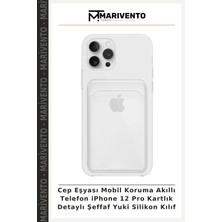 Cep Eşyası Mobil Koruma Akıllı Telefon iPhone 12 Pro Kartlık Detaylı Şeffaf Yuki Silikon Kılıf